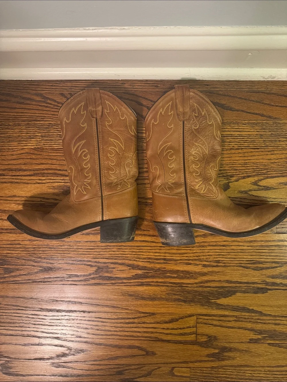 Old West Kids Brown Cowboy Boots with Tonal Stitching